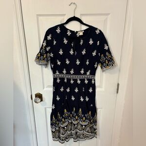 Navy blue embroidered dress